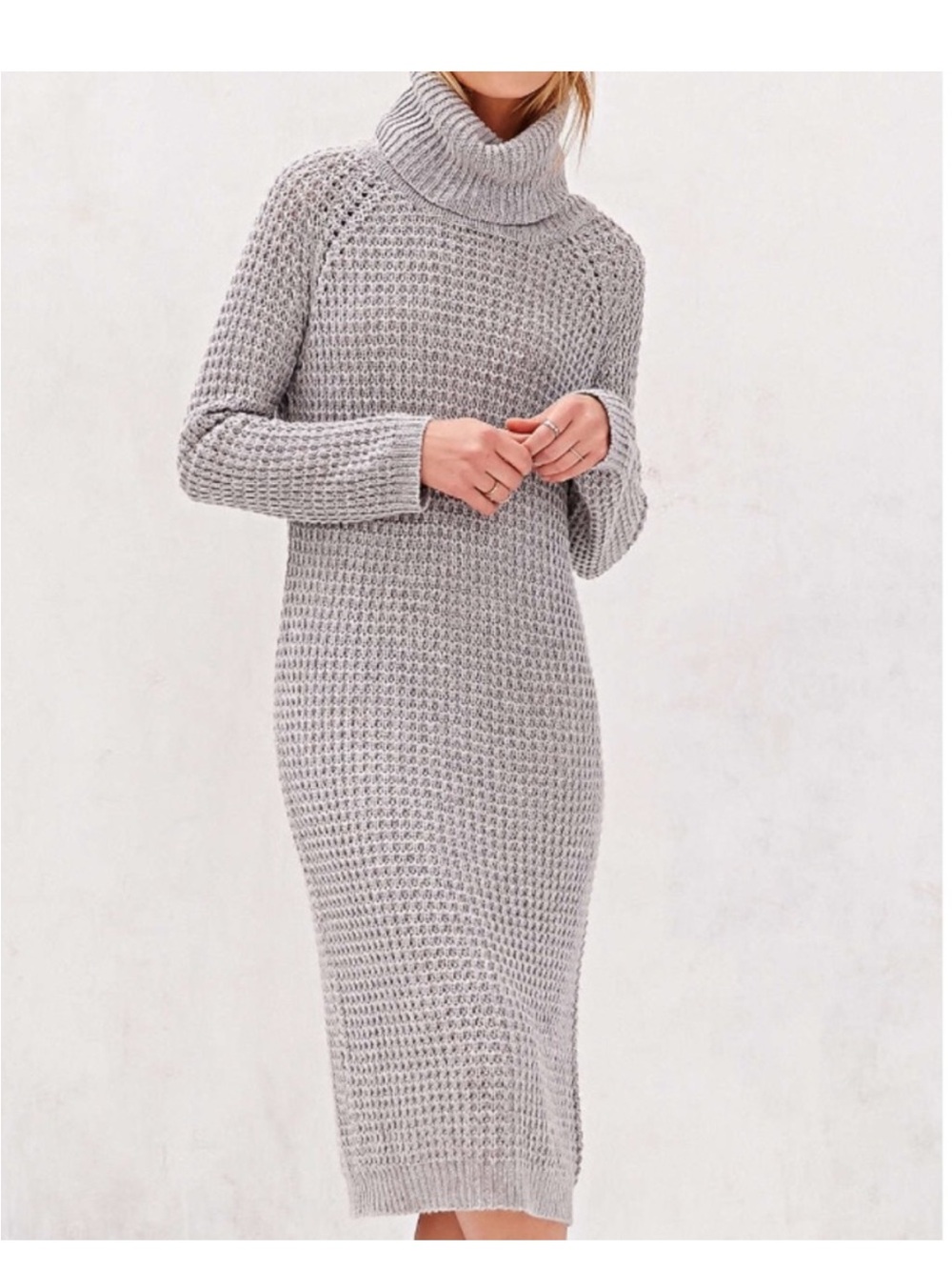 BDG Light Gray Cowl Neck Sweater Dress